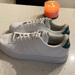 Adidas White Sneakers with Green Details